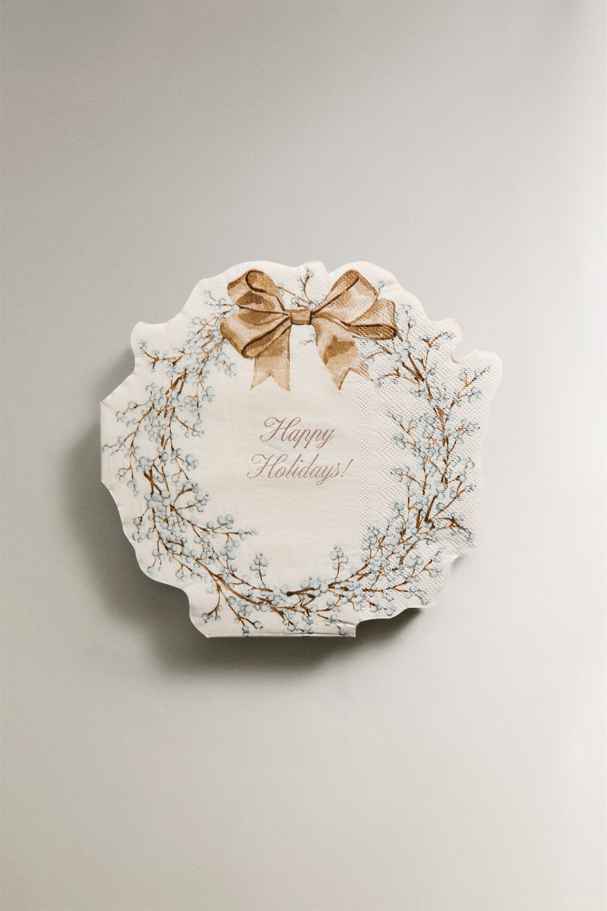 SET OF CHRISTMAS WREATH PAPER NAPKINS (SET OF 20)